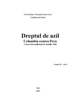 Referat - Cauză privind azilul Columbia vs Peru