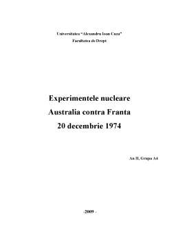 Referat - Experimentele nucleare Australia contra Franța