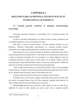 Referat - Reglementarea și Definitia Telemuncii pe Plan Internațional și European