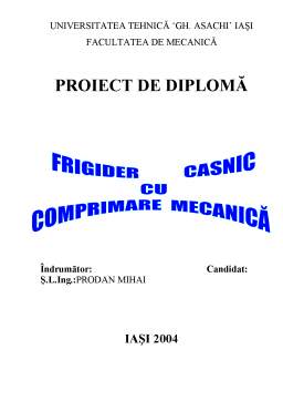 Proiect - Frigider Casnic cu Comprimare Mecanică