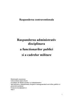 Referat - Răspunderea administrativ disciplinară a funcționarilor publici și a cadrelor militare