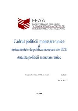Proiect - Cadrul Politicii Monetare și Instrumentele BCE