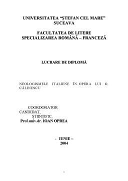 Proiect - Neologisme italiene în opera lui George Călinescu