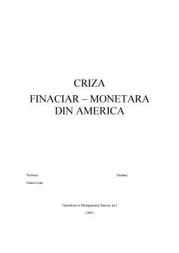 Referat - Criza finaciar-monetară din SUA