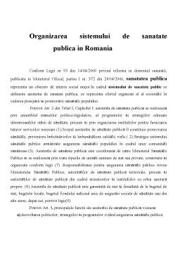 Proiect - Organizarea sistemului de sănătate publică în România