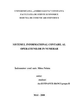 Referat - Sistemul informațional al operațiunilor în numerar