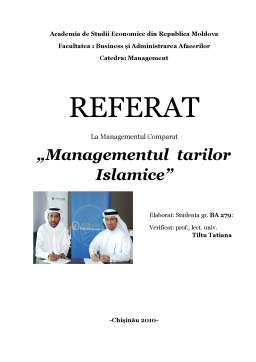 Proiect - Managementul țărilor islamice
