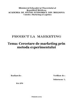 Proiect - Cercetare de marketing prin metoda experimentului
