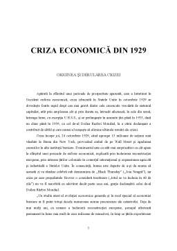 Proiect - Criza Economică din 1929