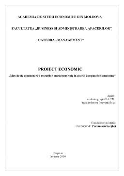 Proiect - Metode de Minimizare a Riscurilor Antreprenoriale în Cadrul Companiilor Autohtone