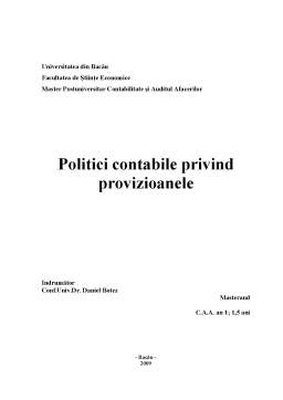Proiect - Politici Contabile privind Provizioanele