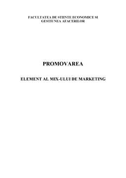 Proiect - Promovarea - Element al Mixului de Marketing