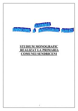 Referat - Gestiunea financiară a institutiiilor publice - studiu monografic realizat la Primăria Sendriceni