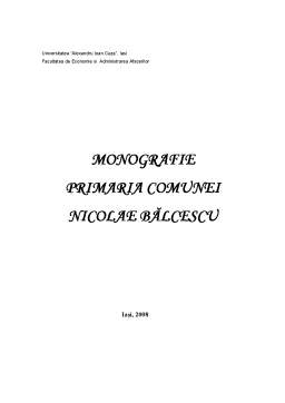 Referat - Monografie - Primăria Comunei Nicolae Bălcescu