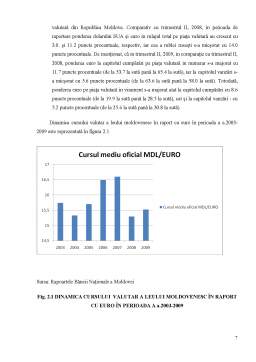 Referat - Dinamica cursului valutar al leului moldovenesc în raport cu Euro în perioada 2003 - 2009