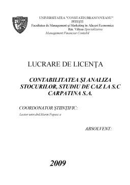 Referat - Contabilitatea și analiza stocurilor - studiu de caz la SC Carpatina SA