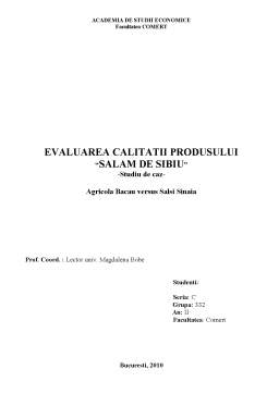 Proiect - Evaluarea calității produsului - Salamul de Sibiu