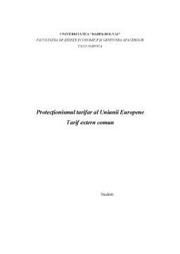 Referat - Protecționismul tarifar al Uniunii Europene - tarif extern comun