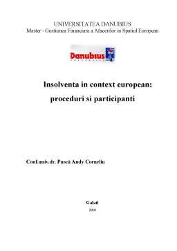 Proiect - Insolvența în context european - proceduri și participanți
