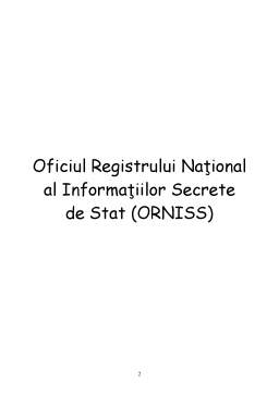 Referat - Oficiul Registrului Național al Informațiilor Secrete de Stat - ORNISS