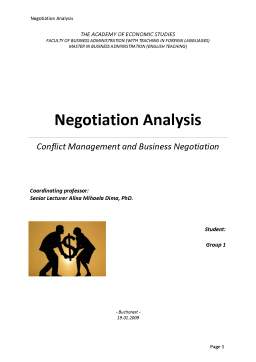 Proiect - Negotiation Analysis - Conflict Management and Business Negotiation