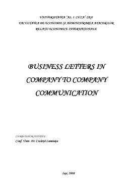 Proiect - Business Letters în Company to Company Communication