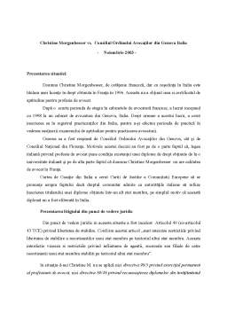 Referat - Christine Morgenbesser vs Consiliul Ordinului Avocaților din Genova Italia - noiembrie 2003