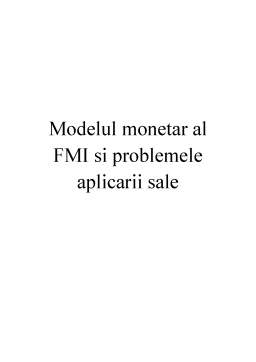 Proiect - Modelul monetar al FMI și problemele aplicării sale