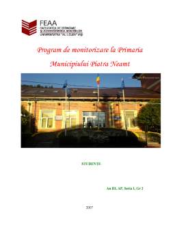 Proiect - Program de monitorizare, Primăria Piatra Neamț