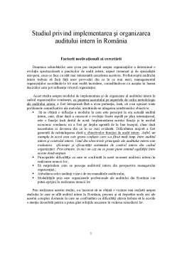 Seminar - Studiul Privind Implementarea și Organizarea Auditului Intern în România