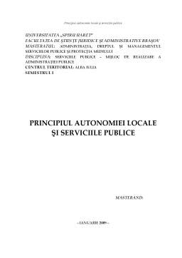 Referat - Principiul Autonomiei Locale și Serviciile Publice