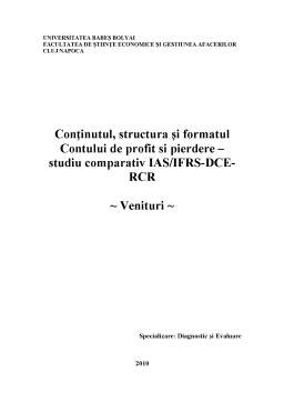 Proiect - Conținutul, structura și formatul contului de profit și pierdere - studiu comparativ - venituri