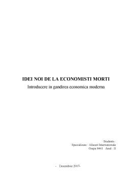 Proiect - Introducere în gândirea economică modernă