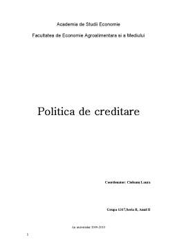 Proiect - Politică de creditare