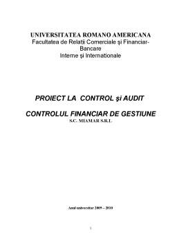 Proiect - Controlul Financiar de Gestiune SC Miamar SRL