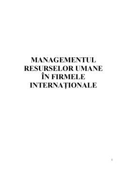 Proiect - Managementul Resurselor Umane în Firmele Internaționale