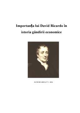 Referat - Importanța lui David Ricardo în Istoria Gândirii Economice