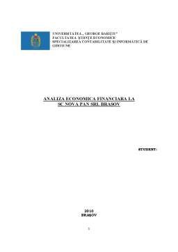 Proiect - Analiză economico-financiară la SC Nova Pan SRL Brașov