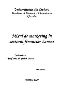 Proiect - Mixul de Marketing în Sectorul financiar-bancar