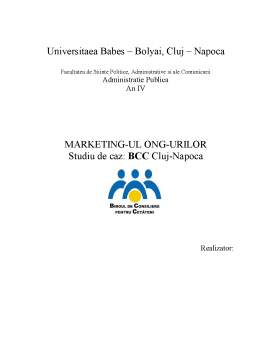 Proiect - Marketing-ul ONG-urilor - Studiu de Caz: BCC Cluj-Napoca