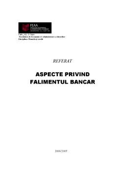 Proiect - Aspecte Privind Falimentul Bancar
