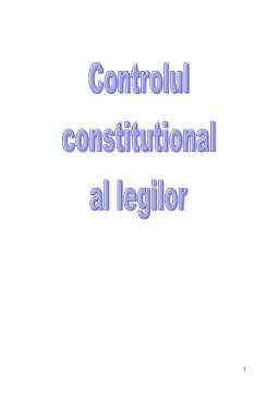 Proiect - Controlul Constitutionalitatii Legilor