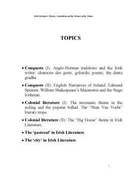 Curs - Irish Literature - History, Colonialism and The Themes of The Nation
