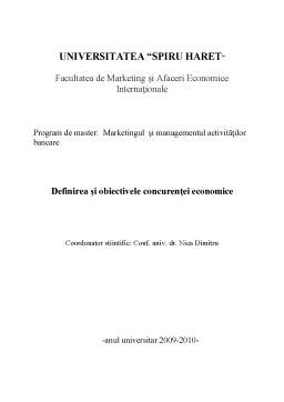 Referat - Definirea și Obiectivele Concurenței Economice