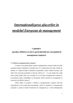 Referat - Internaționalizarea Afacerilor în Modelul European de Management