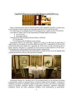 Proiect - Caracteristica serviciilor la restaurantul Barroco