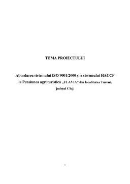 Proiect - Abordarea Sistemului ISO 9001-2000 și a Sistemului HACCP