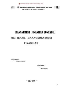 Referat - Rolul Managementului Financiar