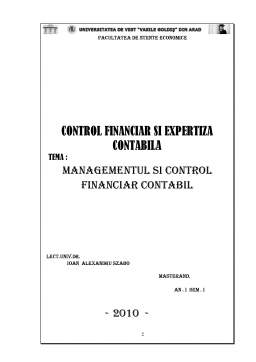 Referat - Managementul și Control Financiar Contabil