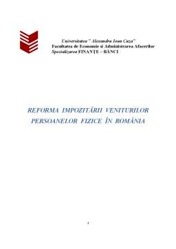 Proiect - Reforma Impozitării Veniturilor Persoanelor Fizice în România